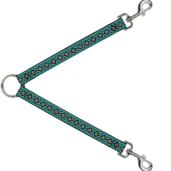 Dog Leash Splitter - Geometric6 Navy/Turquoise/Gold
