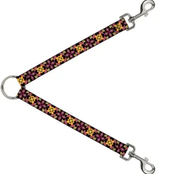 Dog Leash Splitter - Geometric Sunburst Black/Pink/Yellow/Blue