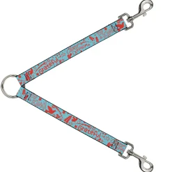 Dog Leash Splitter - GRATEFUL OPTIMISM BE KIND Icons Collage Blue/Red