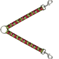 Dog Leash Splitter - Green & Red Dragons Smoking Gray