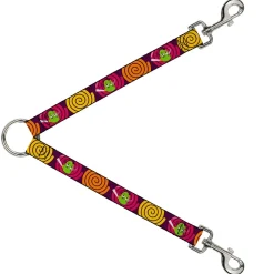 Dog Leash Splitter - Green Dragons Smoking Purple
