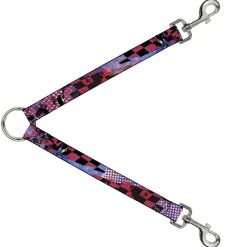 Dog Leash Splitter - Grunge Checker Flag Blue/Red