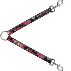 Dog Leash Splitter - Grunge Checker Flag Red