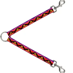 Dog Leash Splitter - Hand Heart Silhouette Ombre Purples/Orange/Pinks