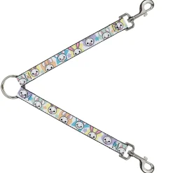 Dog Leash Splitter - Happy/Sad Bunnies & Stars White/Pastel