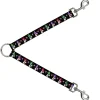 Dog Leash Splitter - Happy Mushrooms with Stars Black Multi Color