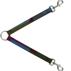 Dog Leash Splitter - Hash Mark Stripe Black/Multi Color