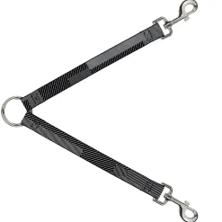 Dog Leash Splitter - Hash Mark Stripe Black/White