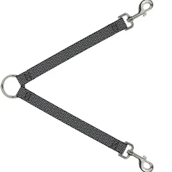 Dog Leash Splitter - Herringbone Jagged Black/White