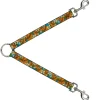 Dog Leash Splitter - Hibiscus Collage Blue/Orange/Yellow