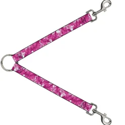 Dog Leash Splitter - Hibiscus Collage White/Pinks