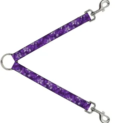 Dog Leash Splitter - Hibiscus Collage Purple Shades