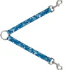 Dog Leash Splitter - Hibiscus Collage White/Blues