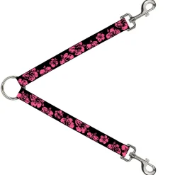 Dog Leash Splitter - Hibiscus Weathered Black/Pink