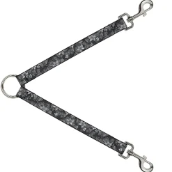 Dog Leash Splitter - Hibiscus Collage Gray Shades