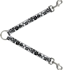 Dog Leash Splitter - Hibiscus White/Black