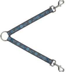 Dog Leash Splitter - Holiday Snowflakes Gray/Blue