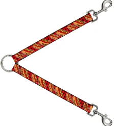 Dog Leash Splitter - Hot Dogs/Buffalo Plaid Black/Red