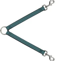 Dog Leash Splitter - Houndstooth Black/White/Turquoise