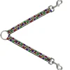 Dog Leash Splitter - Houndstooth Black/White/Multi Neon