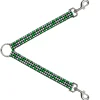 Dog Leash Splitter - Houndstooth Black/White/Neon Green