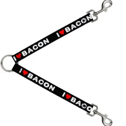 Dog Leash Splitter - I HEART BACON Text