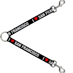 Dog Leash Splitter - I "HEART" SAN FRANCISCO Black/White/Red