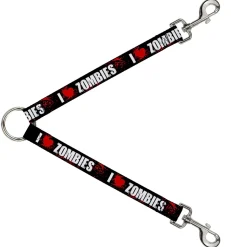 Dog Leash Splitter - I "Heart" ZOMBIES Bold Splatter Black/White/Red
