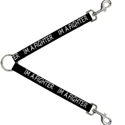 Dog Leash Splitter - I'M A FIGHTER Black/White