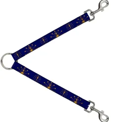 Dog Leash Splitter - Indiana Flag Torch CLOSE-UP Navy Blue Gold