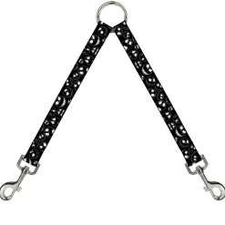 Dog Leash Splitter - Jack Outline Expressions Scattered Black/White