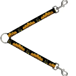 Dog Leash Splitter - Jack-o'-Lanterns/Haunted House Black/Yellow