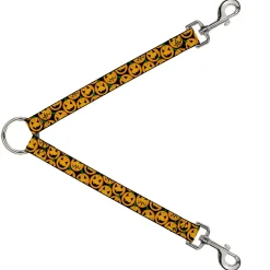 Dog Leash Splitter - Jack-o'-Lantern Collage Black
