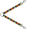 Dog Leash Splitter - Jagged Superman Shield CLOSE-UP Yellow/Blue/Red