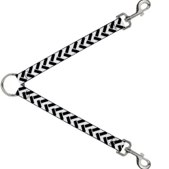 Dog Leash Splitter - Jagged Chevron White/Black