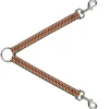 Dog Leash Splitter - Jagged Zig Zag Brown/Aqua/Cream/Red