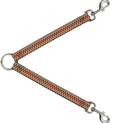 Dog Leash Splitter - Jagged Zig Zag Brown/Aqua/Cream/Red