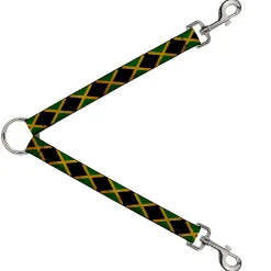 Dog Leash Splitter - Jamaica Flags Vintage Black