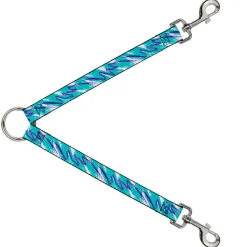 Dog Leash Splitter - Jazzy Wave Scribble White Teal Purple