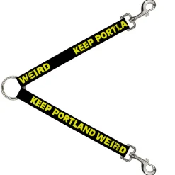Dog Leash Splitter - KEEP PORTLAND WEIRD Black/Yellow