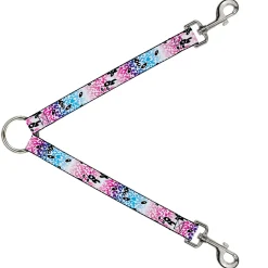 Dog Leash Splitter - Leopard White/Pinks/Blues/Black