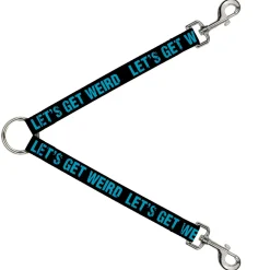 Dog Leash Splitter - LET'S GET WEIRD Weathered Black/Bright Blue