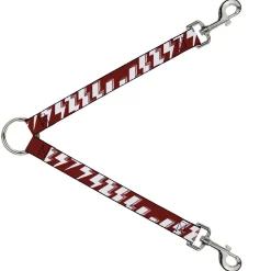 Dog Leash Splitter - Lightning Bolts Sketch Red/White
