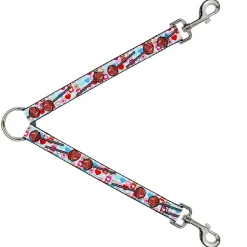 Dog Leash Splitter - Lollipop Hearts White