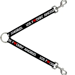 Dog Leash Splitter - LOS F*CKIN' ANGELES Heart Black/White/Red