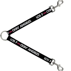 Dog Leash Splitter - LOS F*CKIN' ANGELES Mustache Black/White/Pink