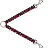Dog Leash Splitter - Love Me w/Sketch Stars & Checkers Black/Fuchsia/White