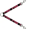 Dog Leash Splitter - Love Me w/Sketch Stars & Stripes Black/Fuchsia/White