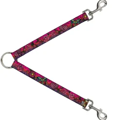 Dog Leash Splitter - Love Kills CLOSE-UP Pink