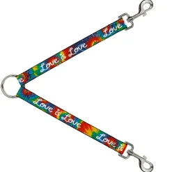 Dog Leash Splitter - LOVE IS LOVE BD Tie Dye/White